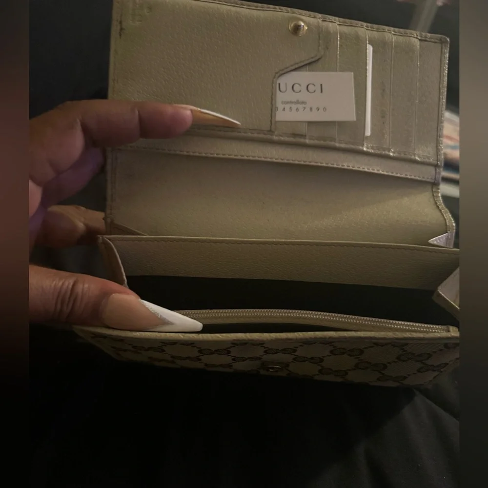🤎💥VINTAGE GUCCI LONG CONTINENTAL BUTTON MATERIAL WALLET 🪪